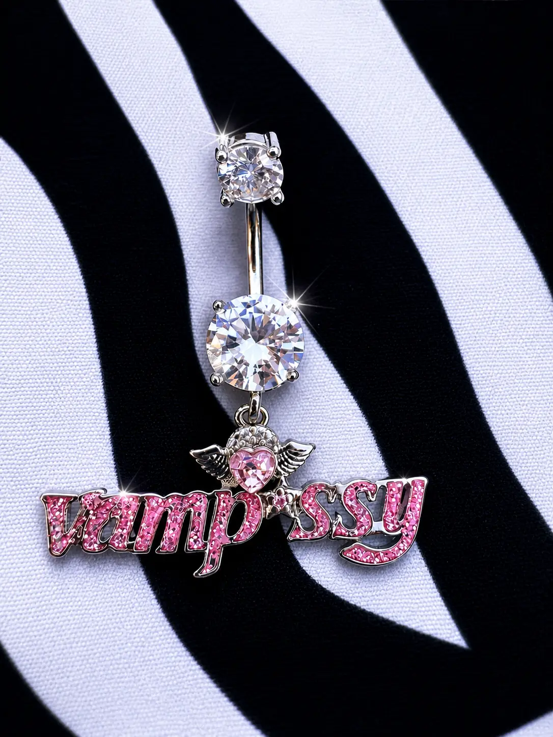 Retro Y2K Alt Unisex Dangle Belly Ring - 316L Stainless Steel, Tarnish-Free Body Jewelry Set with Hoops