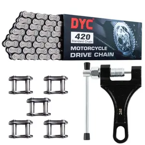 420 Motorcycle Chain 132 Links For 50,70,90,110,125,196,212cc ATV, 420 Chain For Mini Bike,Dirt Bike,Go Kart With Chain Breaker Tool