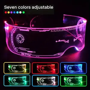 Y2k Glow in The Dark Eyeglasses for Beach Vacation, Sunglass Trends 2024 Punk Luminous Eyeglasses for Party, Club Future Tech Led Party Music Festival