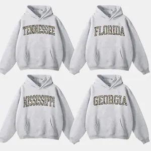 [Adult and Youth Size Available] All 2026 Custom University College Camo State Hoodie – Ash Grey, Custom Your Team, State College Varsity Name Pullover Shirt, Game Day Outfit, Womenswear & Menswear