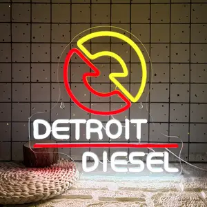 Detroit Diesel Truck Oil Neon Sign Dimmable LED Truck Neon Light Vintage Garage Signs for Men Wall Decor, Bar Game Room Family Friends Teenager Gift,Farm,Garage