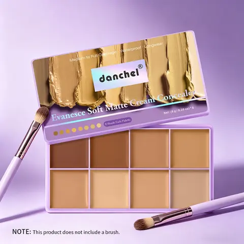 Danchel 1-Count Concealer Palette, Multi-Use Concealer, 8 Shades Available, All-in-One Multi-Effect, Soft Mist Luxury Finish, Waterproof & Transfer-Proof, Long-Wearing, All-Day Coverage, Suitable for All Skin Types, Longwearing Waterproof Makeup