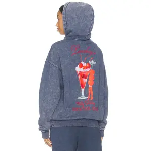 Boys Lie x Loverboy Flirty Shirley Racer Hoodie, Women's Navy Hooded Sweatshirt