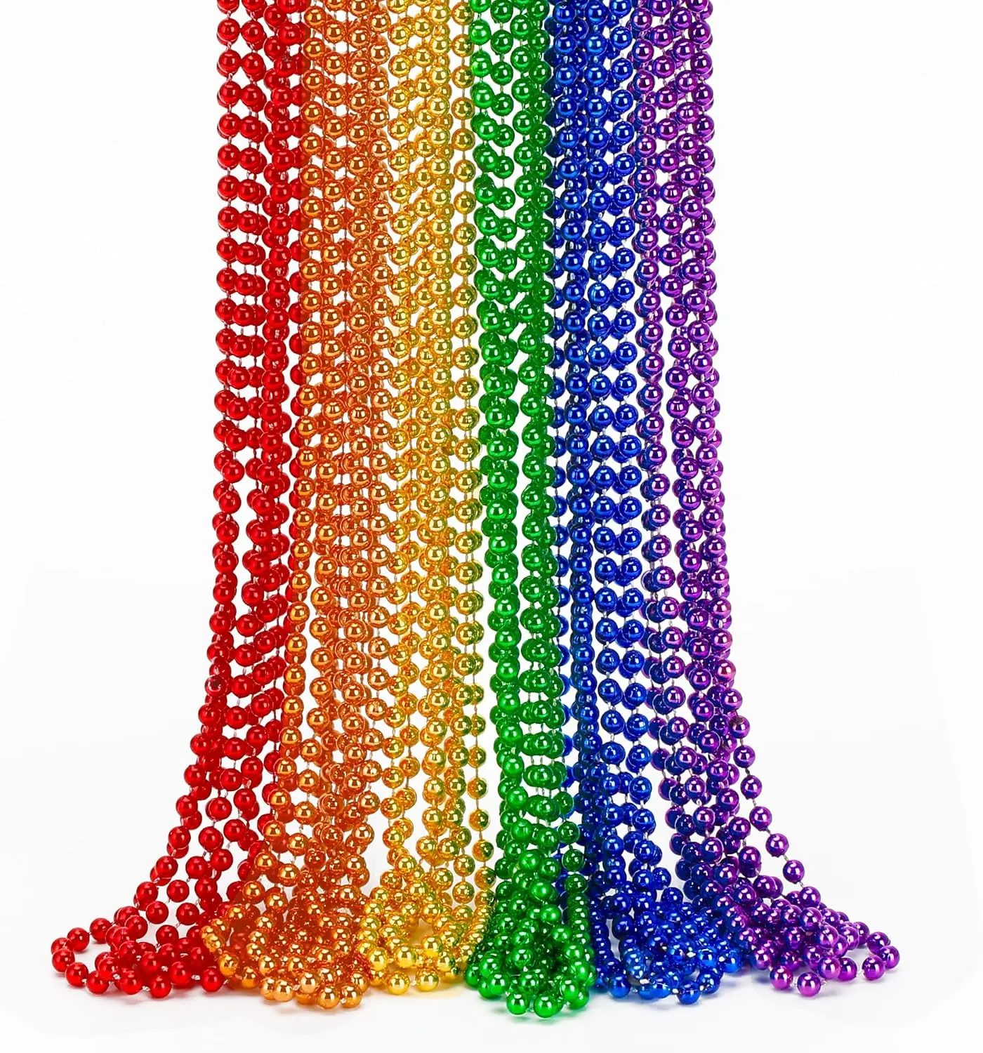 12PCS Pride Accessories, Pride LGBTQ Beads Necklace Stuff, Metallic 6 Kinds of Rainbow Necklace Bulk, Gay Lesbian LGBT Costumes Decorations for Pride Month Parade Throws Party Favors