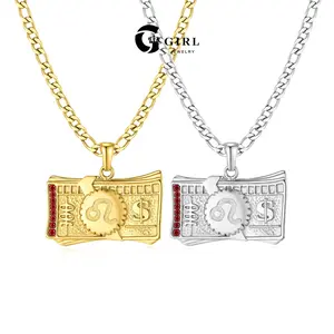 GGIRL Dollar Design Twelve Constellation Birthstones Pendant Necklace 18K Gold Plated  for Men & Women with Artificial Zircon Elegant Durable Design Perfect for Daily Wear Fashion Jewelry Gift forHoliday Haul Christmas Birthdays Anniversaries