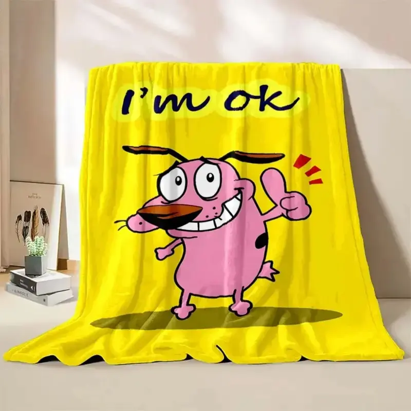 Courage The Cowardly Dog Printed Cartoon Cow Blanket - Warm, Soft, Cozy Setup Instant Warmth Jumbo XL Animal Blanket for Home, Travel, Sofa Use (Ideal Gift), Instant Warmth Blankets