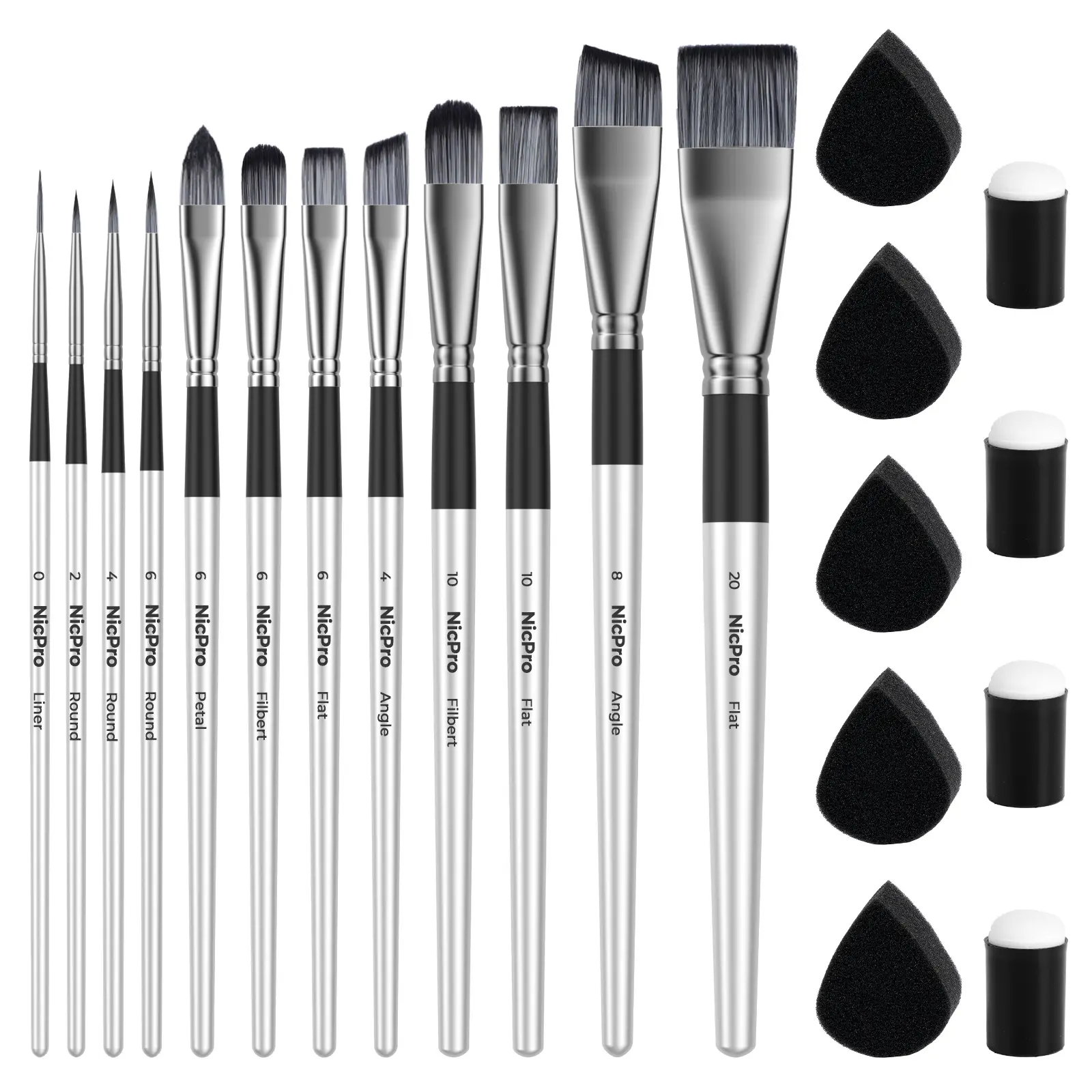 Nicpro 12pcs Face Paint Brushes Set with 9 Sponges, Face Painting Brushes Professional Paintbrushes for Body Makeup, Acrylic Watercolor Oil Halloween Cosplay Party, Portable Storage Case Included