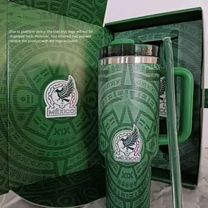 2026 Mexico World Cup 40oz Tumbler with Handle, World Cup Car Cup Stainless Steel Thermos Cup, Large Insulated Travel Mug Gift