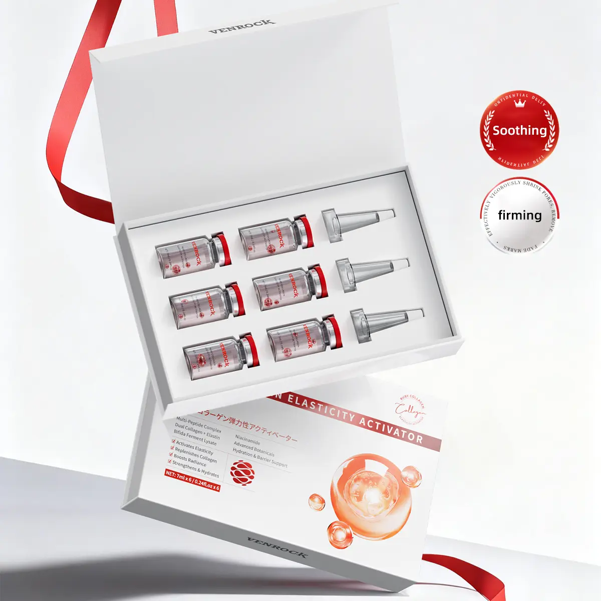 Venrock ROBY COLLAGEN ELASTICITY ACTIVATOR 7ml*6 Night Repair Moisturizing Boosts Elasticity Replenishes Collagen Suitable for All Skin Types Anti-Wrinkle Serum Serums