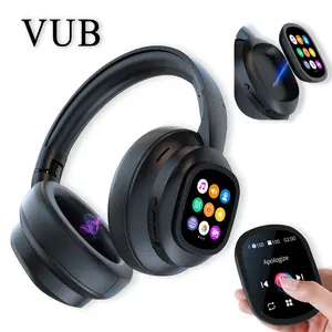 Headphones with a screen, 100-hour b.attery life, wireless Bluetooth over-ear design, built-in microphone, powerful bass, and fast charging