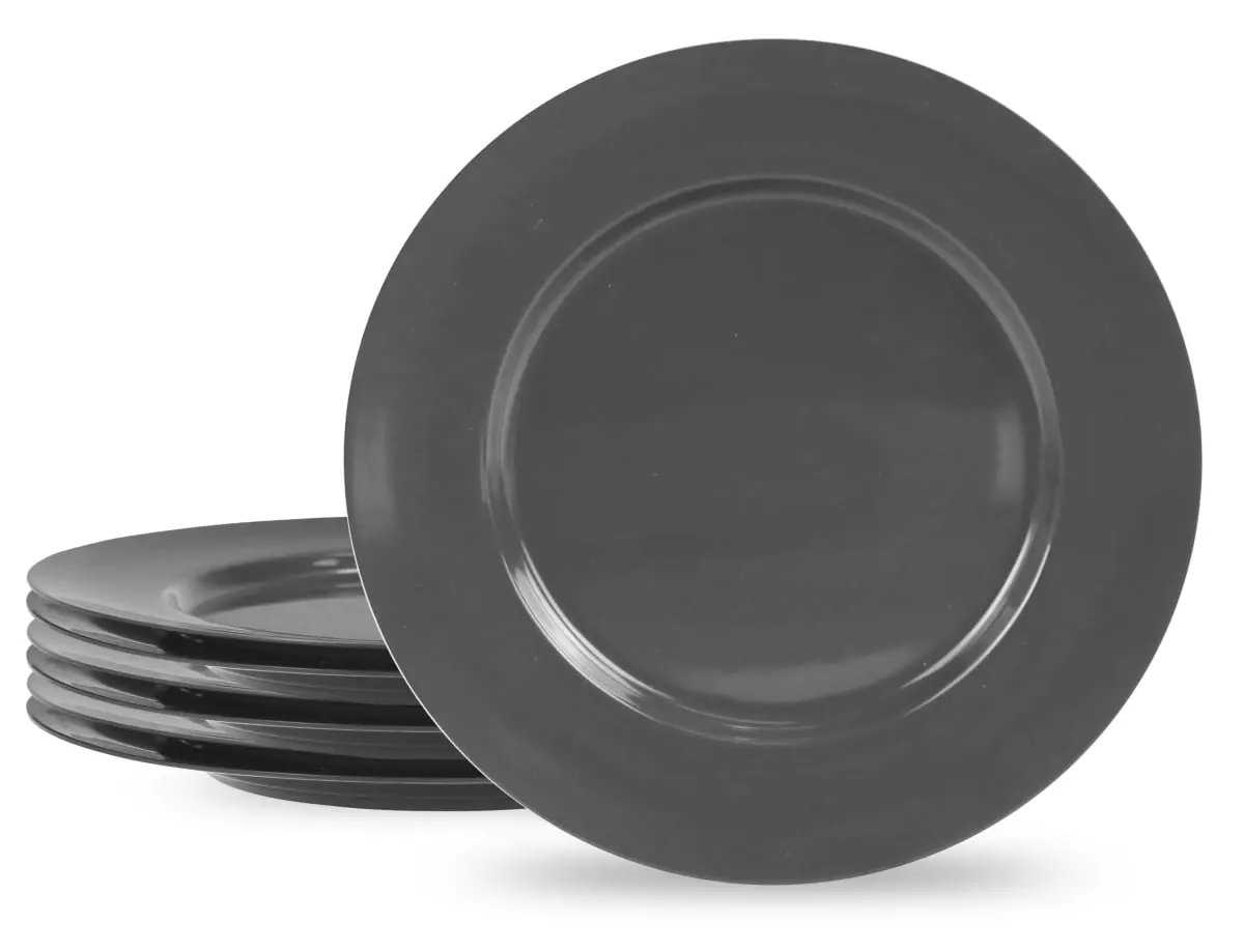 6pc Melamine Dinner Plate Set Charcoal