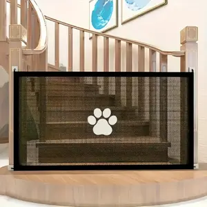 Extra Long Retractable Dog Gate, Expandable Mesh Design, Tall Free Standing Pet Barrier with Door, Ideal for Indoor & Outdoor Use