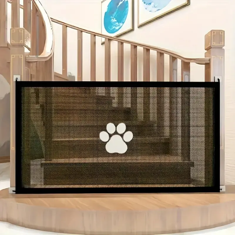 Extra Long Retractable Dog Gate, Expandable Mesh Design, Tall Free Standing Pet Barrier with Door, Ideal for Indoor & Outdoor Use