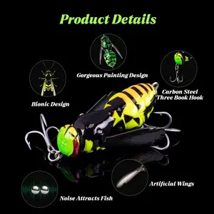 1pcs Water Surface Lure Bee Climbing Bait, Fishing Lure for Bass Trout Walleye, Effective Fish Attractant for Freshwater Fishing