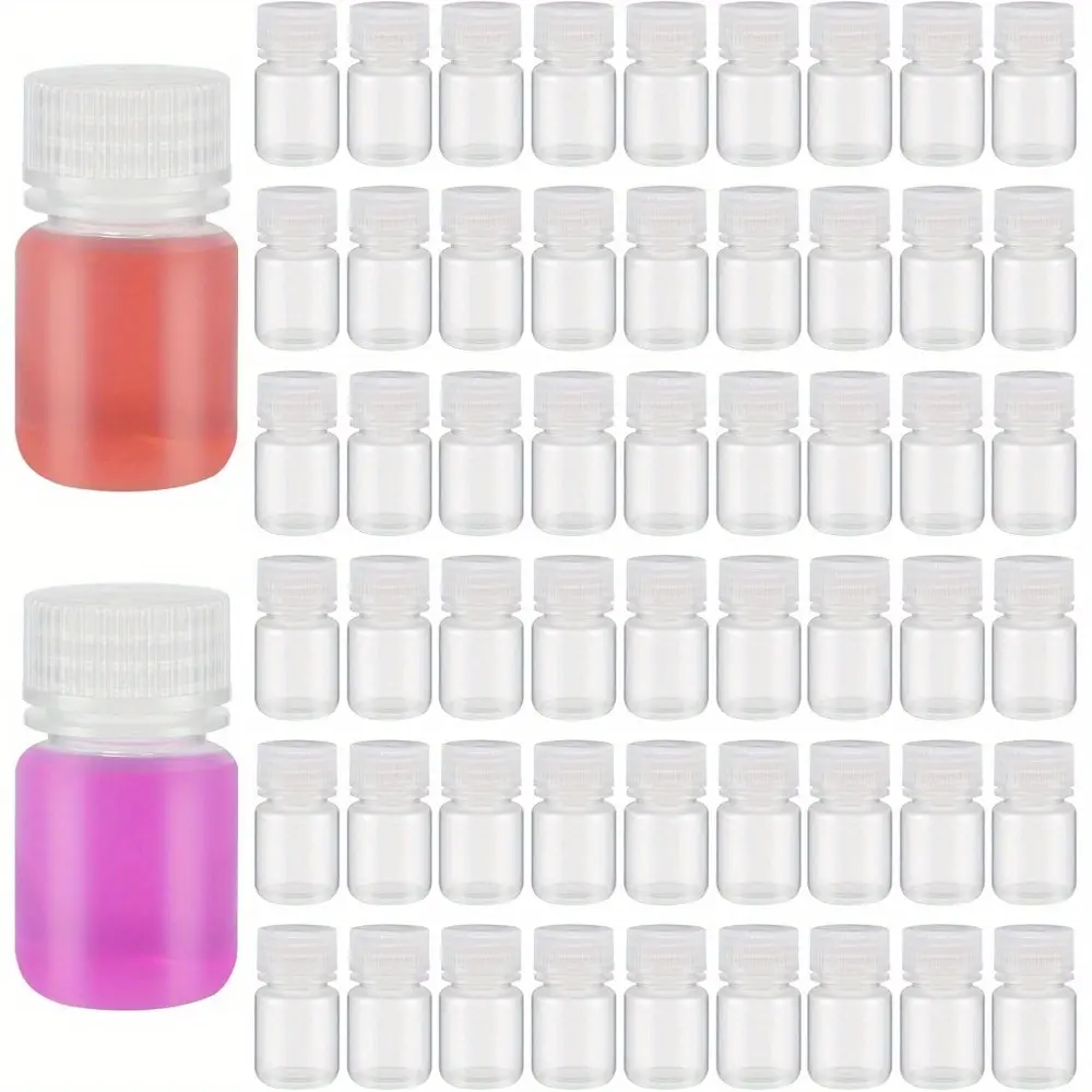 54 Pcs 1 oz 30ml Plastic Pill Sample Bottle with Lids Translucent Lab Wide Mouth Reagent Bottle for Liquids Travel Laboratories Healthcare Aid