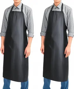 Waterproof Rubber Vinyl Apron 40 Inch Heavy Duty Adjustable Bib for Men Women Kitchen Cooking Lab Dishwashing Black