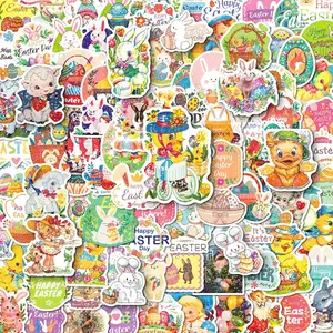 Easter Stickers, 100 Pcs Cute Easter Egg Stickers Bulk for Kids, Water Bottle Stickers Waterproof Vinyl Phone Skateboard Laptop Stickers, Aesthetic Sticker Packs for Girls Teens