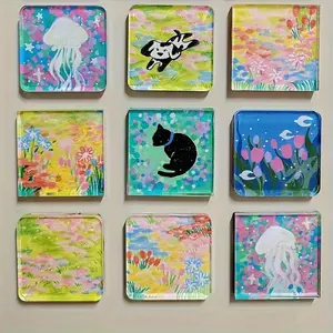 Transparent Acrylic Fridge Magnets DIY Kit Material Pack, Magnetic Photo Frame Refrigerator Magnets, Perfect Gifts for Birthdays & Anniversaries, Fridge Flower Magnets