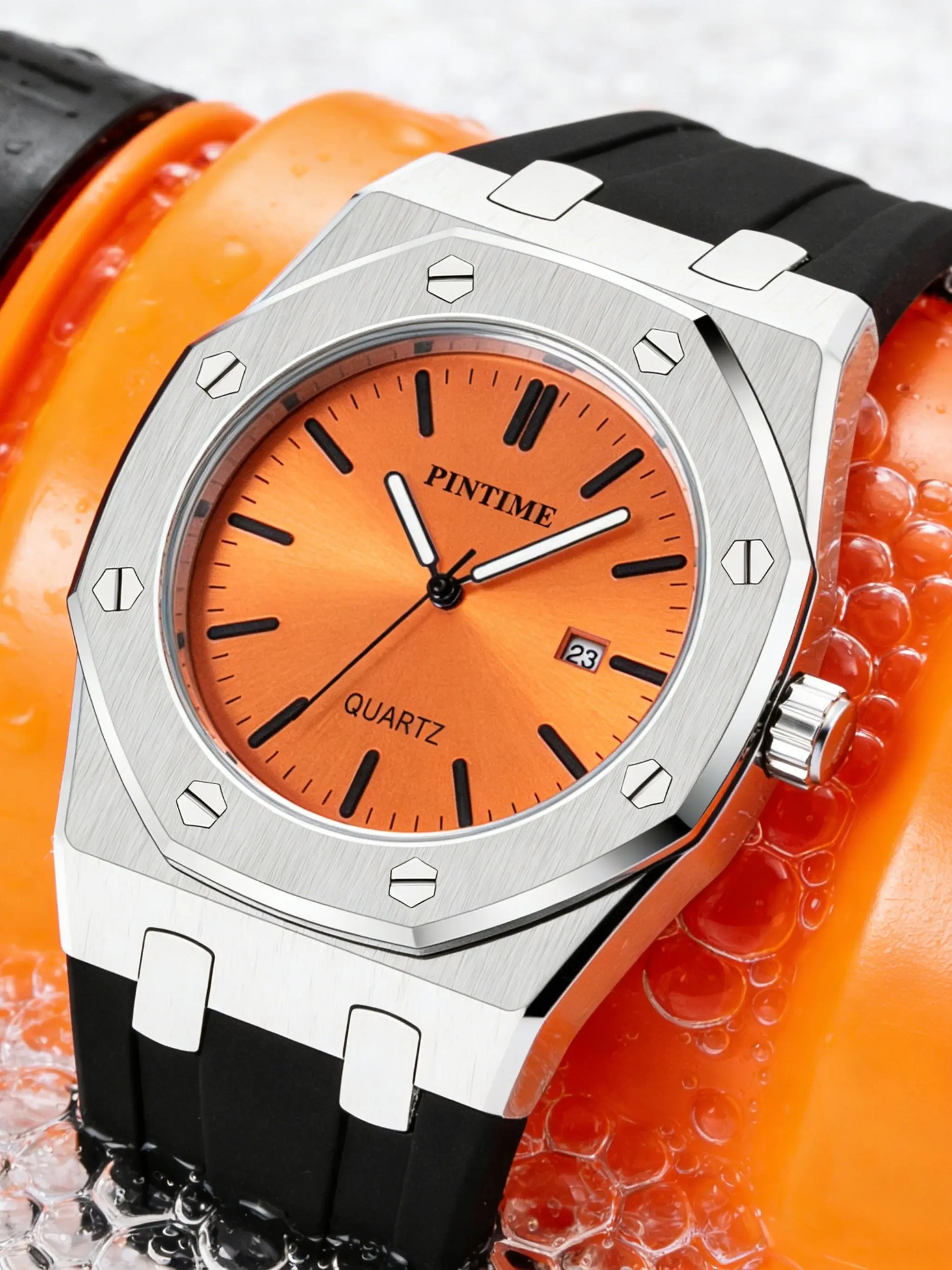 Luxury Quartz Watch for Men, Silicone Strap, Waterproof, Night Light, Fashionable Daily & Outdoor Wear, Analog Round Face, Zinc Alloy Case, Durable Watch, Luminous Waterproof Watch, Analog Quartz Watches