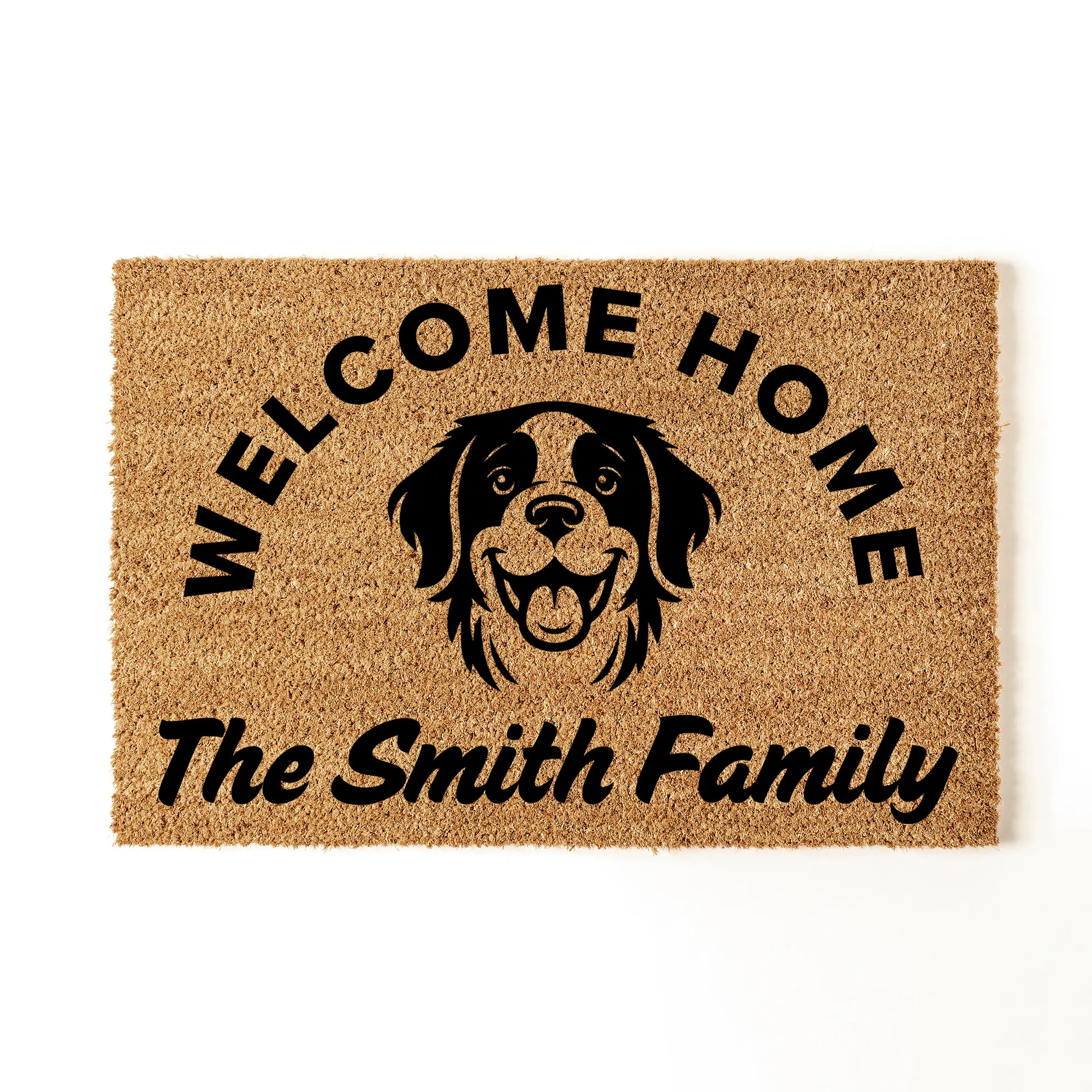 Custom Welcome Home Doormat,  Custom Last Name & Pet Print, New Home Owner Gift, Custom Family Name Doormat, Custom Dog Doormat, Dog Owner Gift, Housewarming Gift, Farmhouse Decor, Door Mat