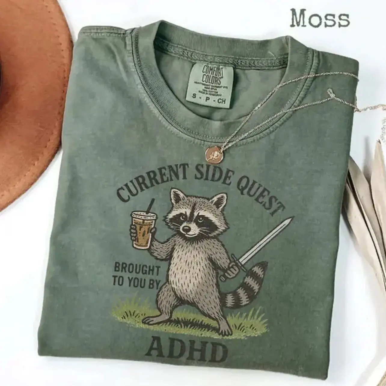 Comfort Colors Adhd Raccoon T-shirt, Funny Raccoon Shirt, Mental Health Tee, Current Side Quest Shirt, Comfort Colors Graphic Tee, Casual Outfit, Vintage Wash Shirt, Oversized Women’s Outfit, Apr 5