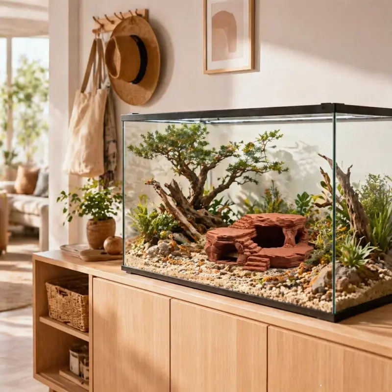 3D Printed Pla Desert Rock Cave Hideout, Stair Platform, Native Habitat for Reptiles, Bearded Dragons, Leopard Geckos, Sunning & Hiding Spot, Supplies