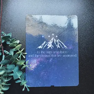 ACOTAR Kindle Cardstock Insert - To The Stars Who Listen Clear Case Cover for Back of Kindle Tablet Fantasy Theme Mountain Graphic Starry Sky Design - Wireless Ebook Digital Products