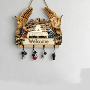 Flat Jesus and Disciples Wall Art Keychain ，Keep Your Keys Organized Multi-Purpose Expandable