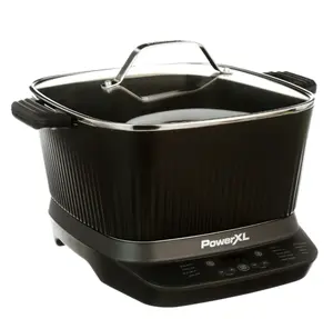 Power XL StirMax 7.5 Qt Multi-Cooker with Auto Stir/Shred Paddle and 9 Presets, Matte Black