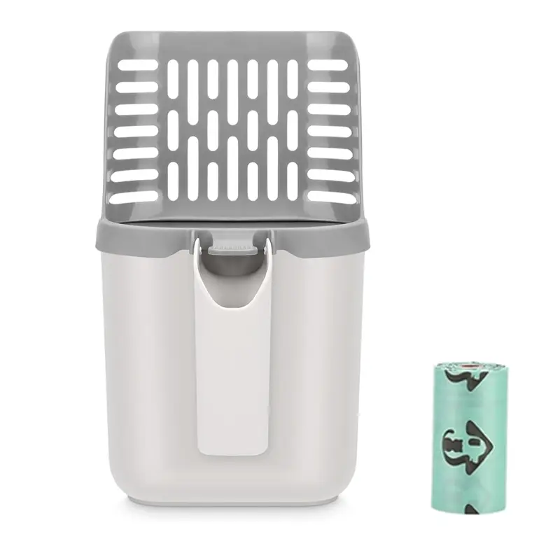 Cat Litter Scoop with Holder Portable Detachable Waste Bin Cat Poop Shovel with Large Capacity Bag Cat Litter Scooper Pooper Scooper Scoop Away Cat Litter for Cats Indoor Outdoor Use