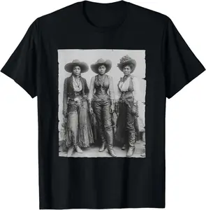 100% Cotton Black African American Cowg1rl Western Country Texas Rodeo T-Shirt