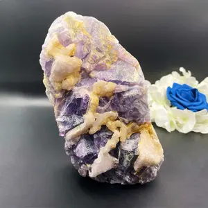 Raw Fluorite with calcite crystal!