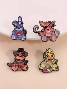 Five Nights at Freddy's Bear Lapel Pin Set, 4-Piece Horror Game Character Durable Metal Pins, Perfect Gift for Cosplay Fans & Collectors, Pin Included