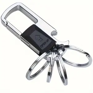 Men's Compact Metal Keychain - Heavy Duty Key Clip, Keychain Attachment, 4 Detachable Key Rings, Built-in Bottle Opener, Simple Alloy Multi-Purpose Design, Heavy Duty Keychain