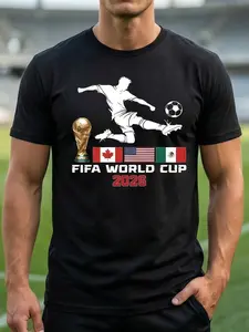 Men's Summer 2026 World Cup Football Jersey, Breathable Round Neck Short Sleeve T-Shirt, Gym Cycling Training, Casual Streetwear, Soccer Jersey