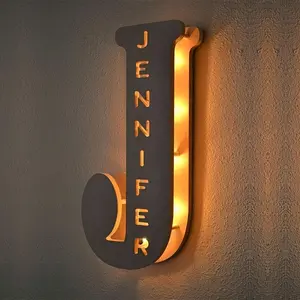 Glowing Memento, Custom Engraved LED Letter Night Light - Personalized Wooden Wall Lamp for Couples, Friends & Family - USB Powered, Energy-Efficient Bedroom Decor (Custom Uppercase Letters Only) Modern Design