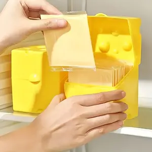 1pc Yellow Square Plastic Cheese Slice & Butter Keeper - Freezer-Safe, Flip-Top Refrigerator Storage Container, Fridge Organizers, No Power Required, Perfect for Kitchen Organization