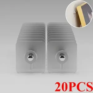 20PCS Self-Adhesive Photo Frame Hooks, Stainless Steel & Ceramic Wall Mount Hooks, Waterproof, Non-Slip, Lightweight, Smooth Home Organizers for Bathroom, Kitchen Shelf Hanging