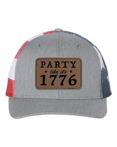 LIVE | Party Like It's 1776 Stars And Stripes Leather Patch Trucker Hat