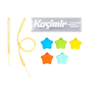 Kasimir Star Secure Eraser - Premium Star-Shaped Eraser with Attachment String, High-Density for Clean Erasing Without Paper Damage, 5 Vibrant Colors