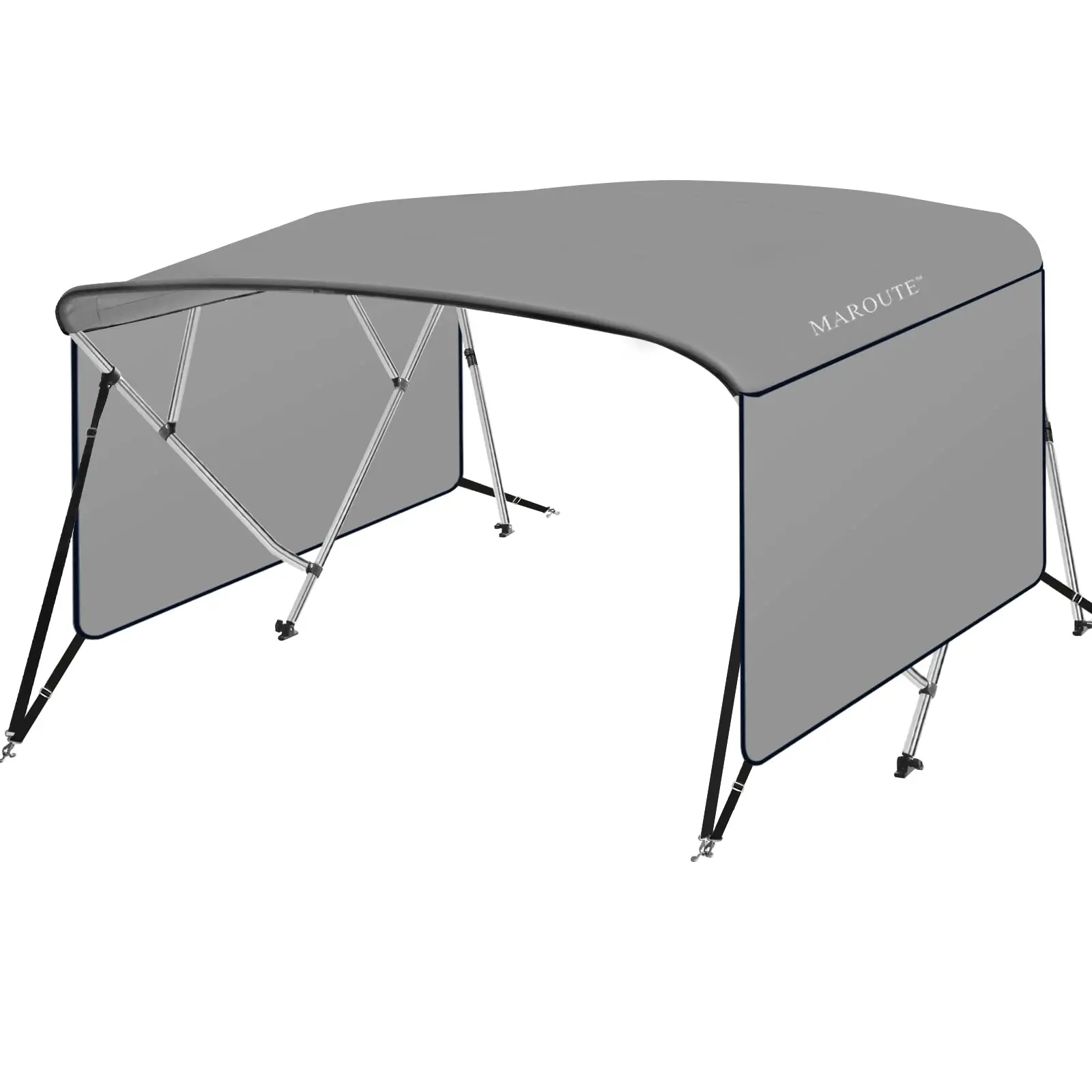 GARVEE 4 Bow Bimini Top Boat Cover - Outdoor Aluminum Alloy Frame, Adjustable Support Poles, Zippered Storage Boot, PU Coating Canvas (8ft L x 54in H, 67in to 96in Widths, Multiple Sizes Available), Polyester, Boat Covers, Unisex, Boating