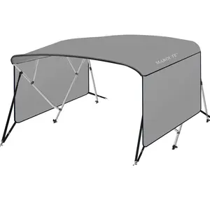 GARVEE 4 Bow Bimini Top Boat Cover with Aluminum Alloy Frame, Adjustable Support Poles, Zippered Storage Boot, PU Coating Canvas, Available in Multiple Sizes (8ft L x 54" H, Widths 67" to 96")