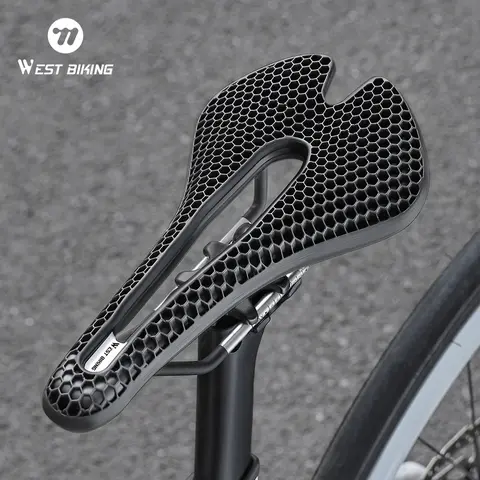 WEST BIKING 3D Printed Carbon Fiber MTB Saddle - Honeycomb Design, Lightweight Unisex Adults' Bicycle Part for Outdoor Sport Cycling, Adult Mountain Bikes (3 Months Warranty)