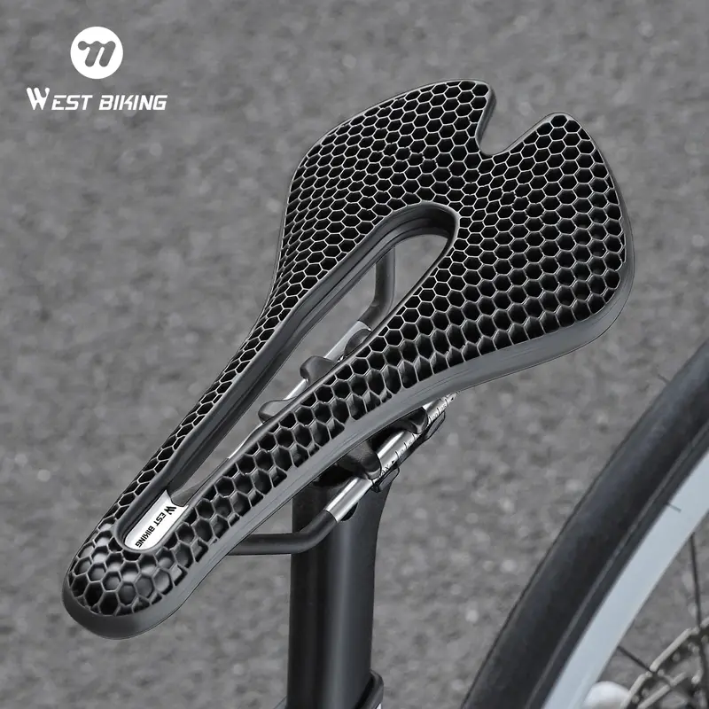 WEST BIKING 3D Printed Carbon Fiber Saddle Honeycomb Saddle Bicycle Parts Lightweight Road Mountain Bike Saddle