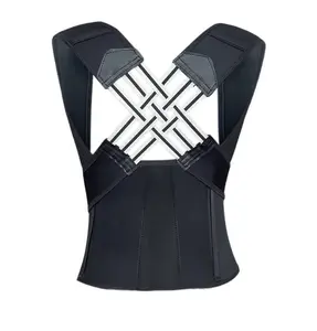 Unisex posture corrector with adjustable waistband and Velcro closure; suitable for everyday wear.