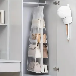 Multi-layer Hanging Handbag Organizer, Hangable Storage, 1 Count Space Saving Handbag Storage Bag, Transparent Purse Organizer For Wardrobe Closet, Closet Organization
