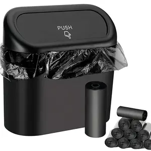 Car Trash Can with Lid, Universal Mini Leak-Proof Automotive Garbage Bin for Car Office Bedroom Accessories in, Compact Waste Container for Front and Back Seats, Car Organization Supplies, Car Organizers