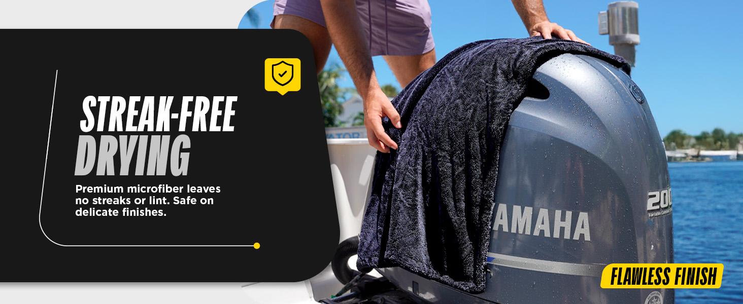 Beyond Drying Towel - Premium Car Drying Microfiber - Large & Super Absorbent - Detailing Towel for Cars and Boats - One-Pass Scratch Free Cleaning Towel - 24 x 36 Black