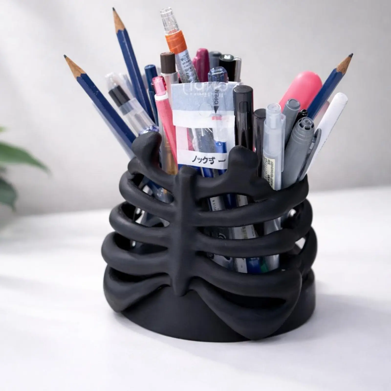 Ribcage Pen Holder, Skeleton Desk Organizer, Desktop Accessory, Gothic Anatomy Office Decor, Spine Pencil Cup, Alternative Aesthetic Gift for Medical Professionals & Spooky Fans, Desktop Storage Holder, Home Office Storage, Desk Accessories