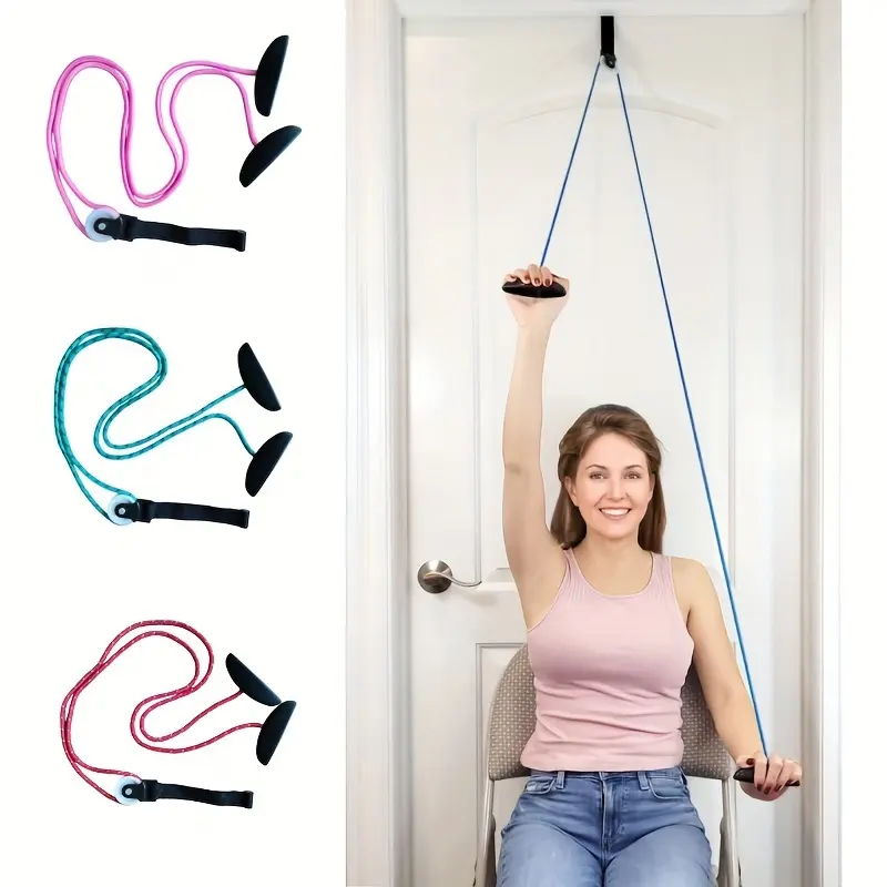 Plastic Door Shoulder Pulley with Adjustable Straps, Over-Door Fitness Accessory for Home Gym, Physical Rehabilitation, and Strength Training, Fits Door Handles